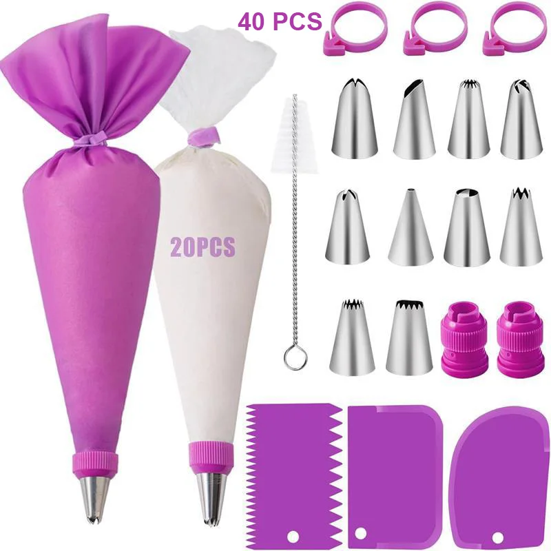 Silicone Piping Bags and Tips Set Cake DIY Decorating Kit with Stainless Steel Nozzle Reusable Silicone Pastry Baking tool Silicone Piping Bags and Tips Set Cake DIY Decorating Kit with Stainless Steel Nozzle Reusable Silicone Pastry Baking tool