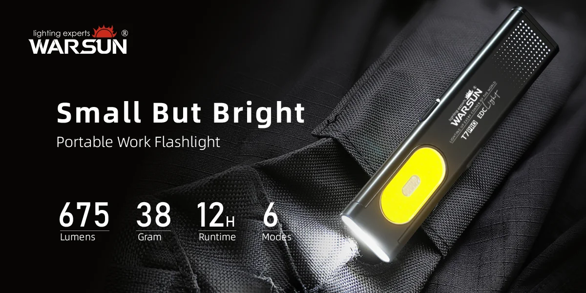 Warsun LED Keychain Flashlight USB-C Rechargeable 600Lm Portable Mini Torch Light Pocket Lantern Flood Work Light With Magnet