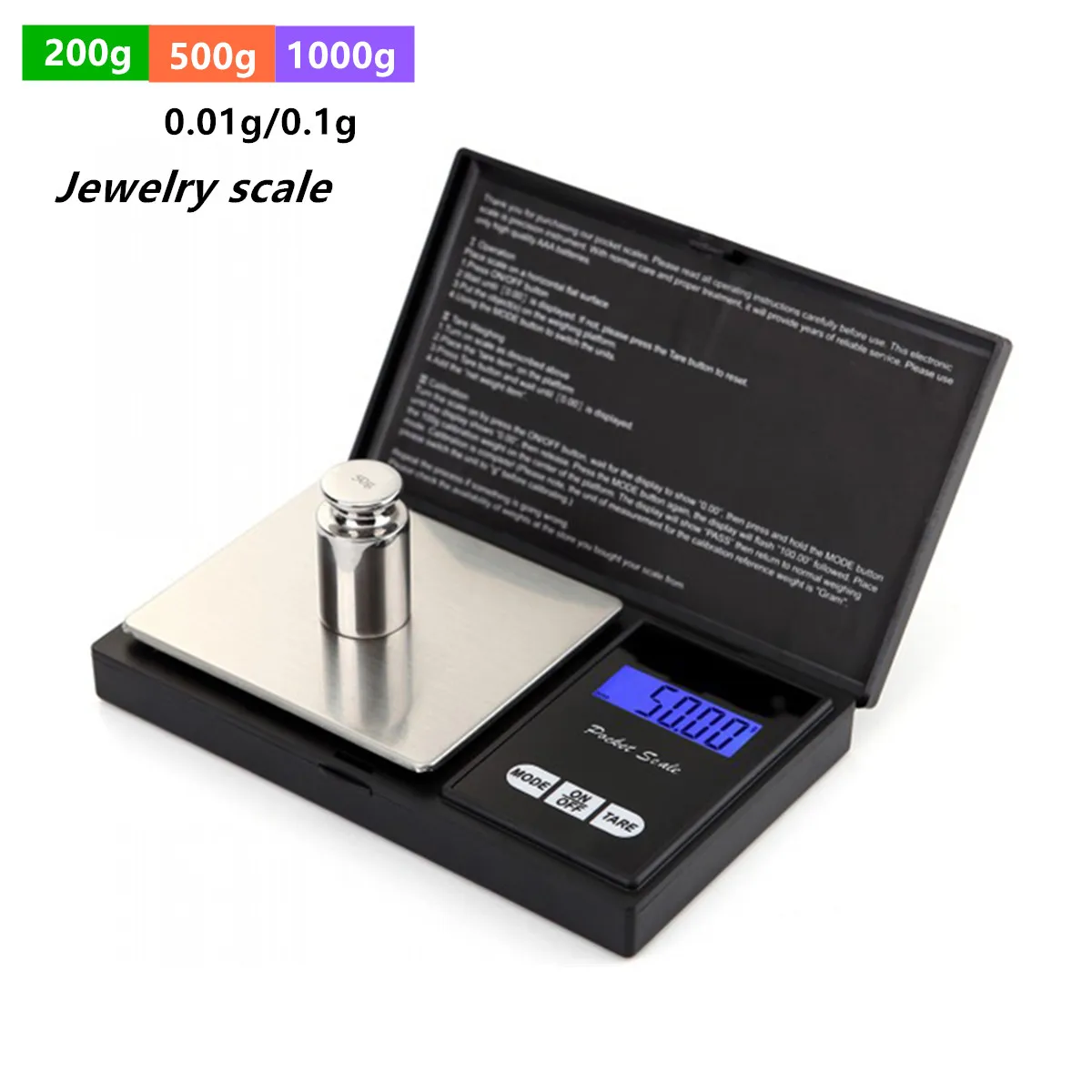 1000g 0.1g/200g 0.01g/500g 0.01g Portable Electronic Scales Jewelry Gold Gram Weight Balance Jewelry Electronic Scales