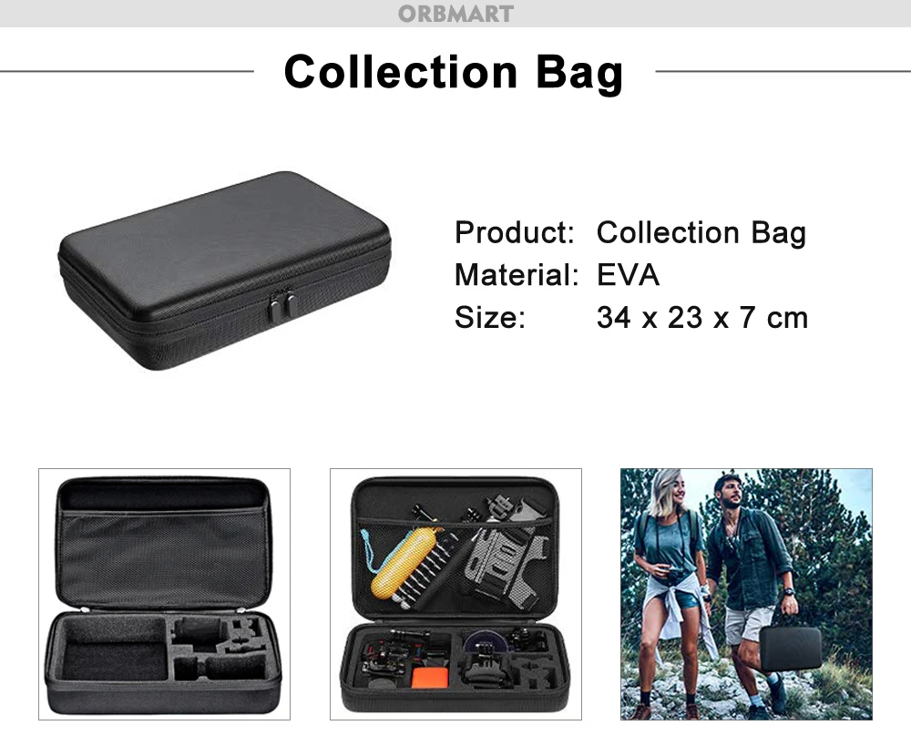 ORBMART for GoPro Accessories Set for Go Pro Hero 13 12 11 10 9 8 7 6 5 4 Black Mount for DJI Insta360 for Sjcam Action Camera