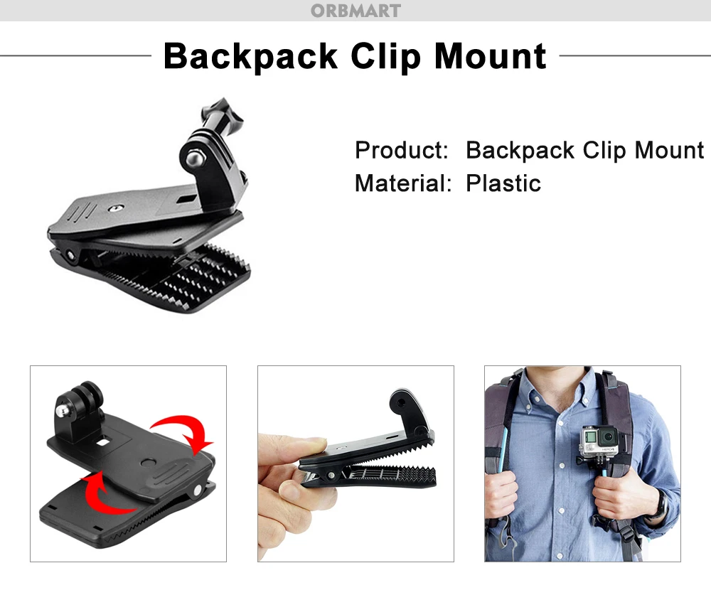 ORBMART for GoPro Accessories Set for Go Pro Hero 13 12 11 10 9 8 7 6 5 4 Black Mount for DJI Insta360 for Sjcam Action Camera