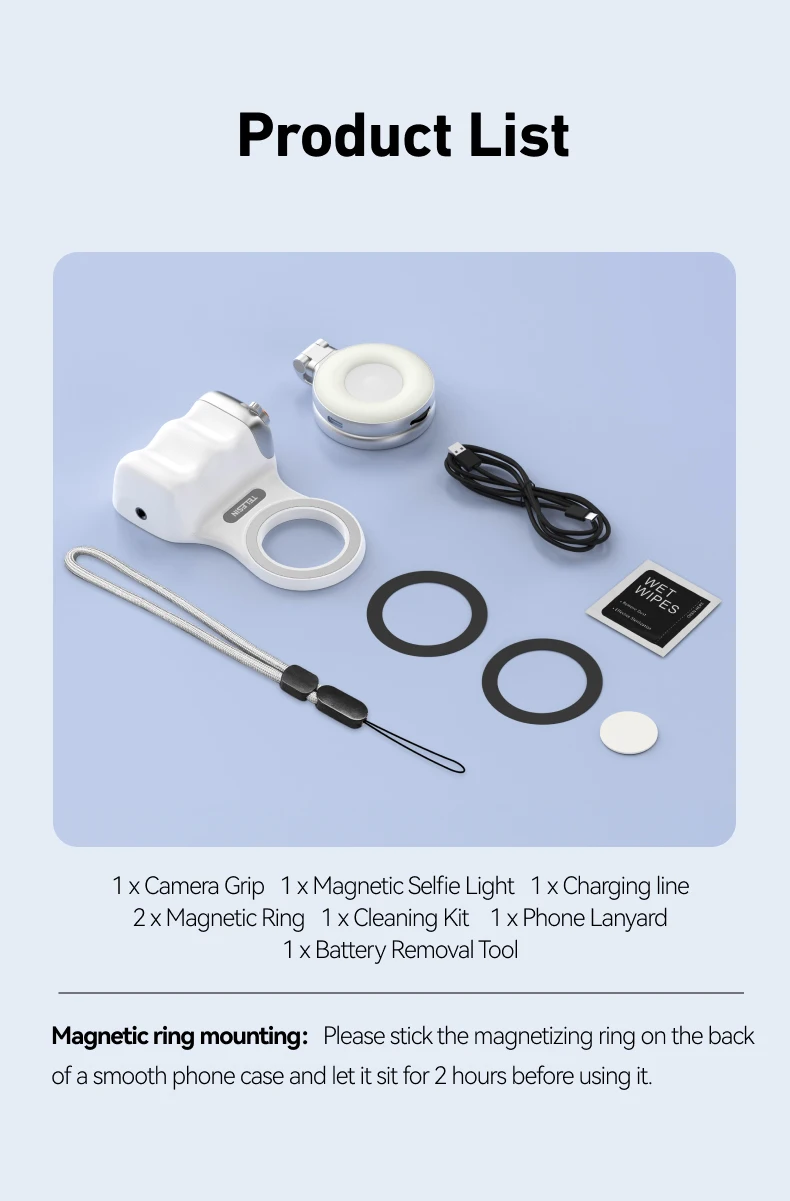 TELESIN Phone Camera Shoot Hand Grip Magnetic Smart Phone Holder Shooting Aid Remote Control Handle For Iphone Android Phone