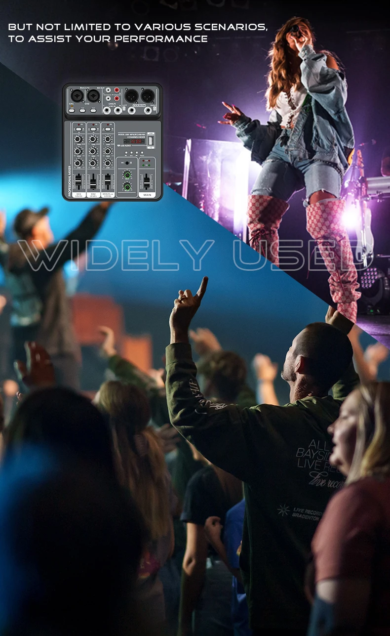 4 Channel Audio Mixer 48V Phantom Power USB Studio Sound Mixers Bluetooth DJ Console Mixing for Karaok 4 Channel Audio Mixer 48V Phantom Power USB Studio Sound Mixers Bluetooth DJ Console Mixing for Karaok