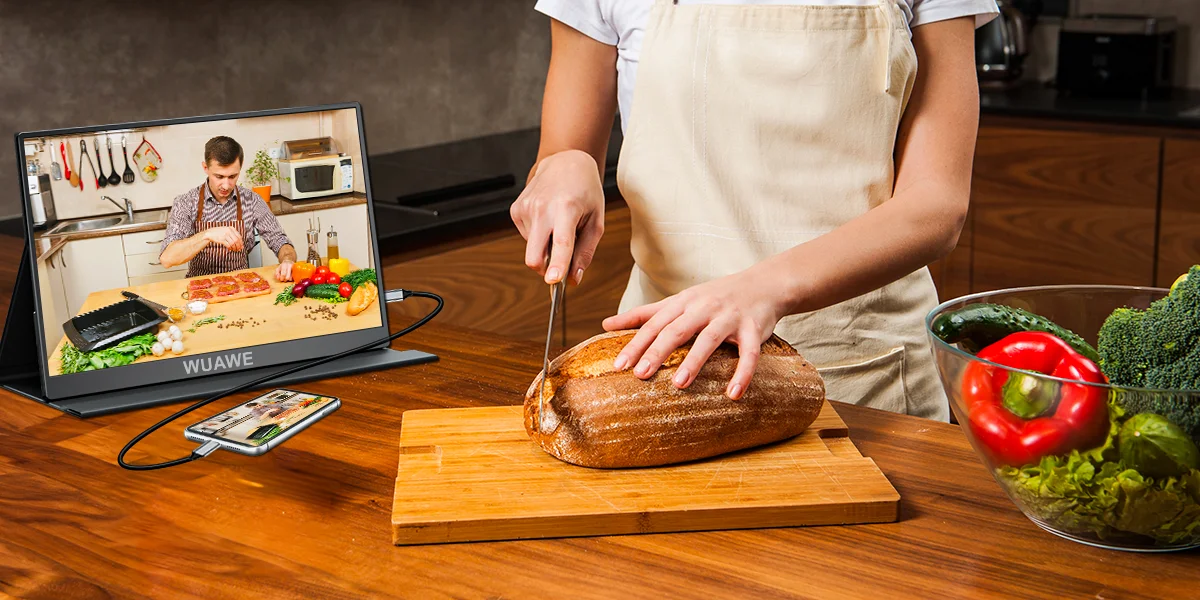 15.6 inch WUAWE Portable Monitor for Laptop,16:9 1080P 60HZ Gaming IPS Display LCD FHD External Second Computer Screen for Phone