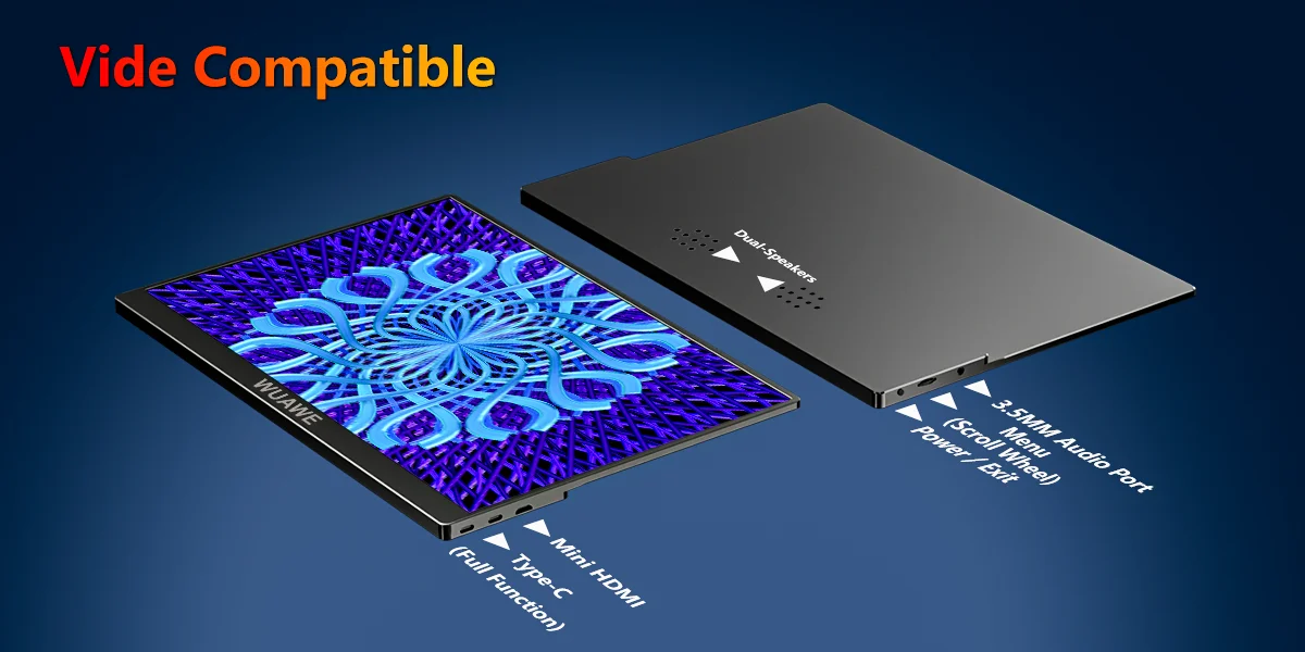 15.6 inch WUAWE Portable Monitor for Laptop,16:9 1080P 60HZ Gaming IPS Display LCD FHD External Second Computer Screen for Phone