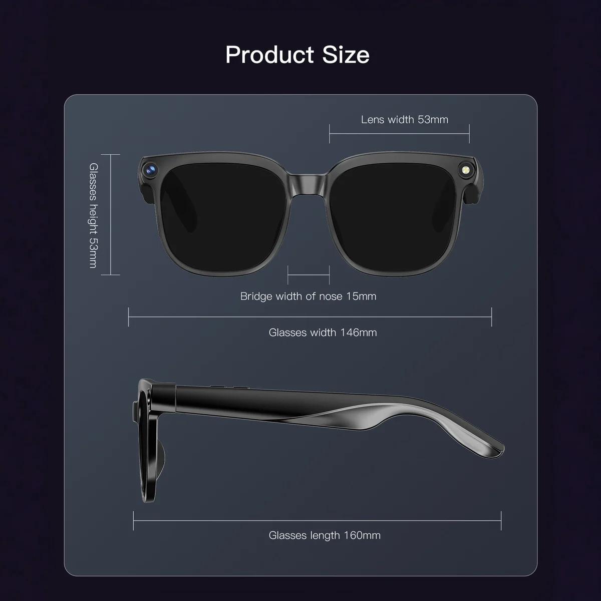 AI Smart Glasses Camera Glasses For Men HD 800W Pixels Multifunction Translation Bluetooth Music Touch Call Sports Sunglasses