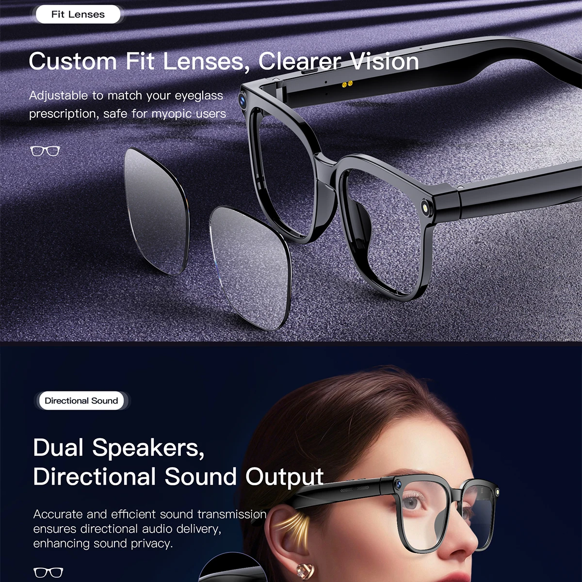 AI Smart Glasses Camera Glasses For Men HD 800W Pixels Multifunction Translation Bluetooth Music Touch Call Sports Sunglasses