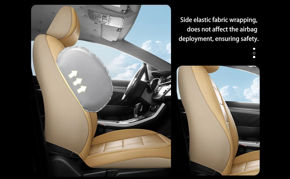 Leather Car Seat Covers Full Set 5-Seater Seat Universal Fit Padded of Most Car with Waterproof Breathable Anti-dirty