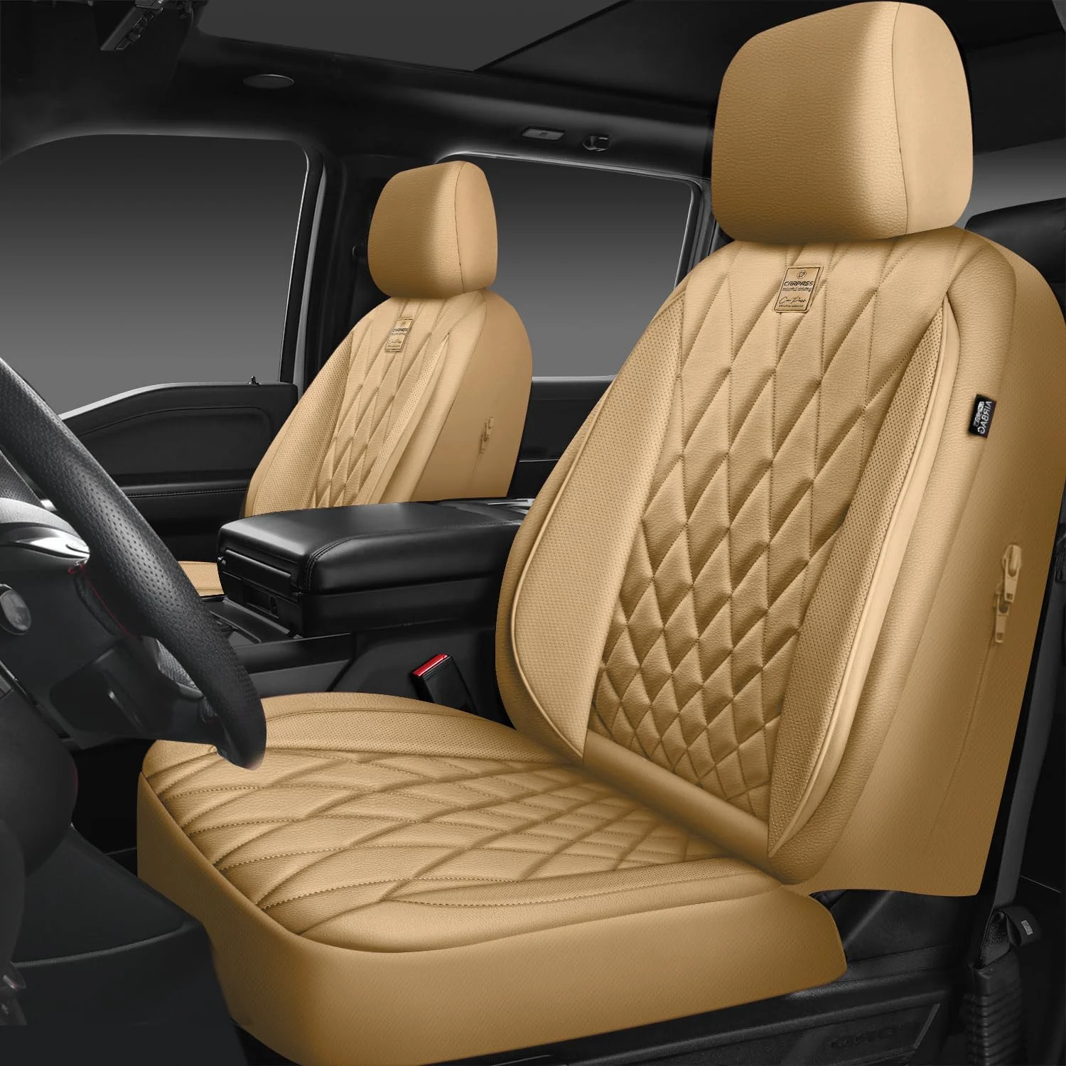 Leather Car Seat Covers Full Set 5-Seater Seat Universal Fit Padded of Most Car with Waterproof Breathable Anti-dirty