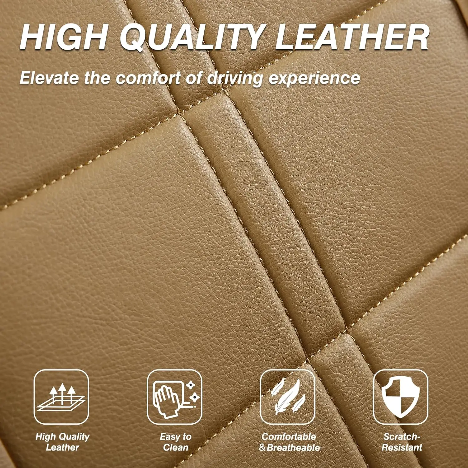 Leather Car Seat Covers Full Set 5-Seater Seat Universal Fit Padded of Most Car with Waterproof Breathable Anti-dirty