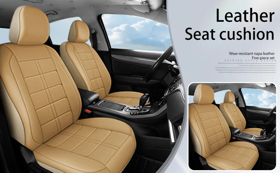 Leather Car Seat Covers Full Set 5-Seater Seat Universal Fit Padded of Most Car with Waterproof Breathable Anti-dirty