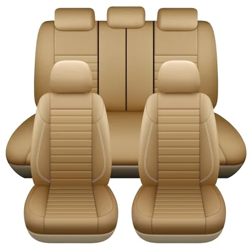 Leather Car Seat Covers Full Set 5-Seater Seat Universal Fit Padded of Most Car with Waterproof Breathable Anti-dirty