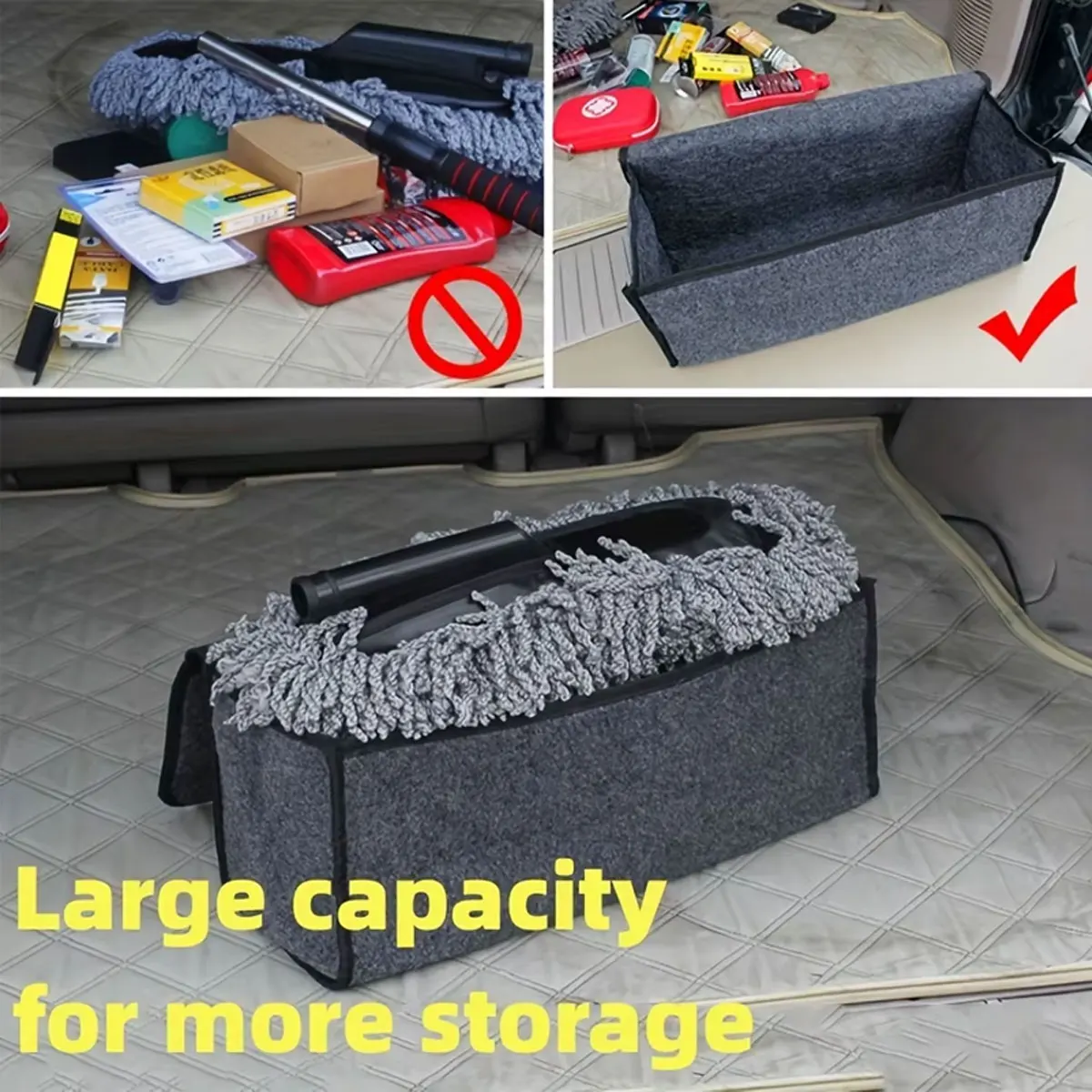 1pc Car Storage Felt Box For Dark Gray Anti Slip Storage Tools Towels Car Accessories Universal Foldable High-Quality Felt Box
