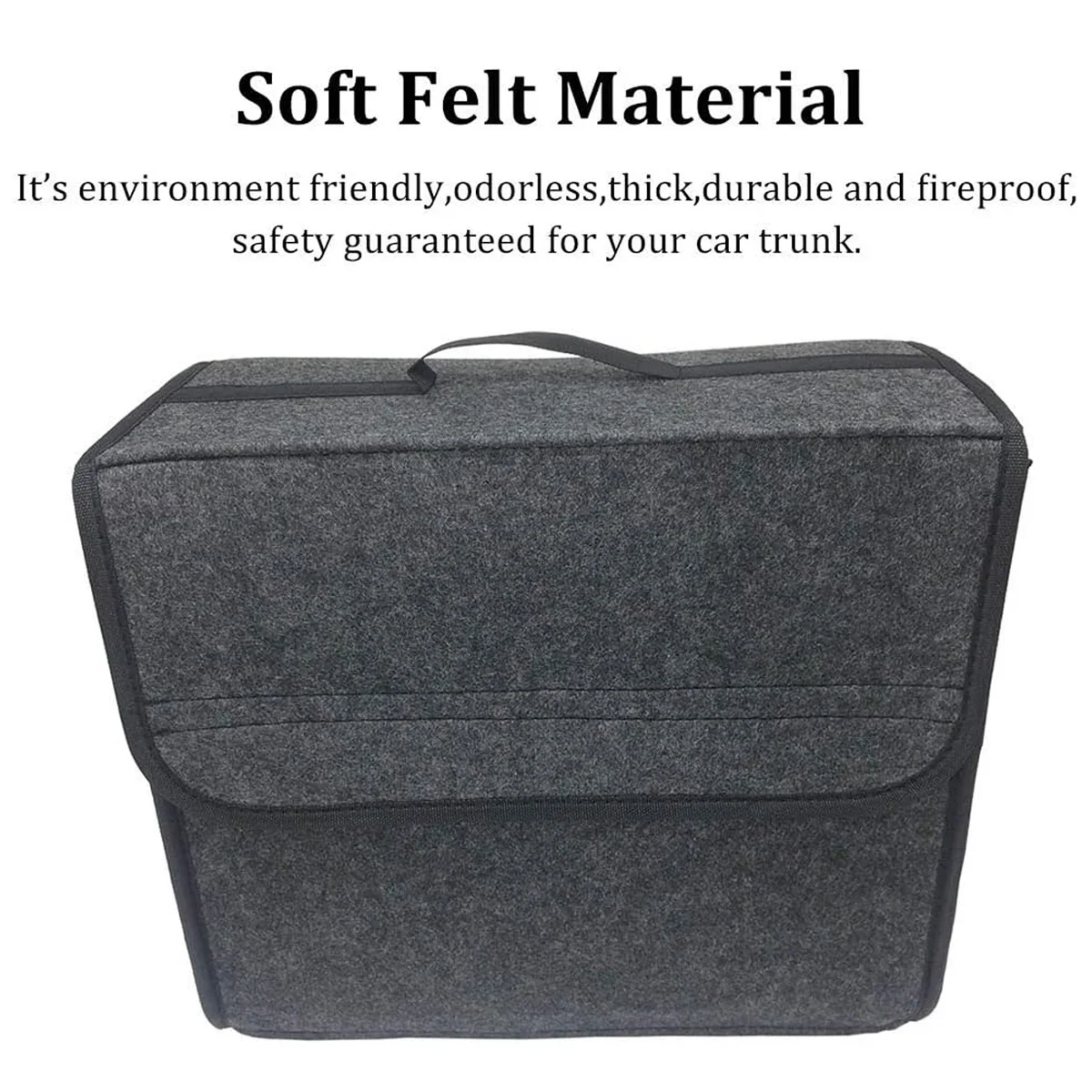1pc Car Storage Felt Box For Dark Gray Anti Slip Storage Tools Towels Car Accessories Universal Foldable High-Quality Felt Box