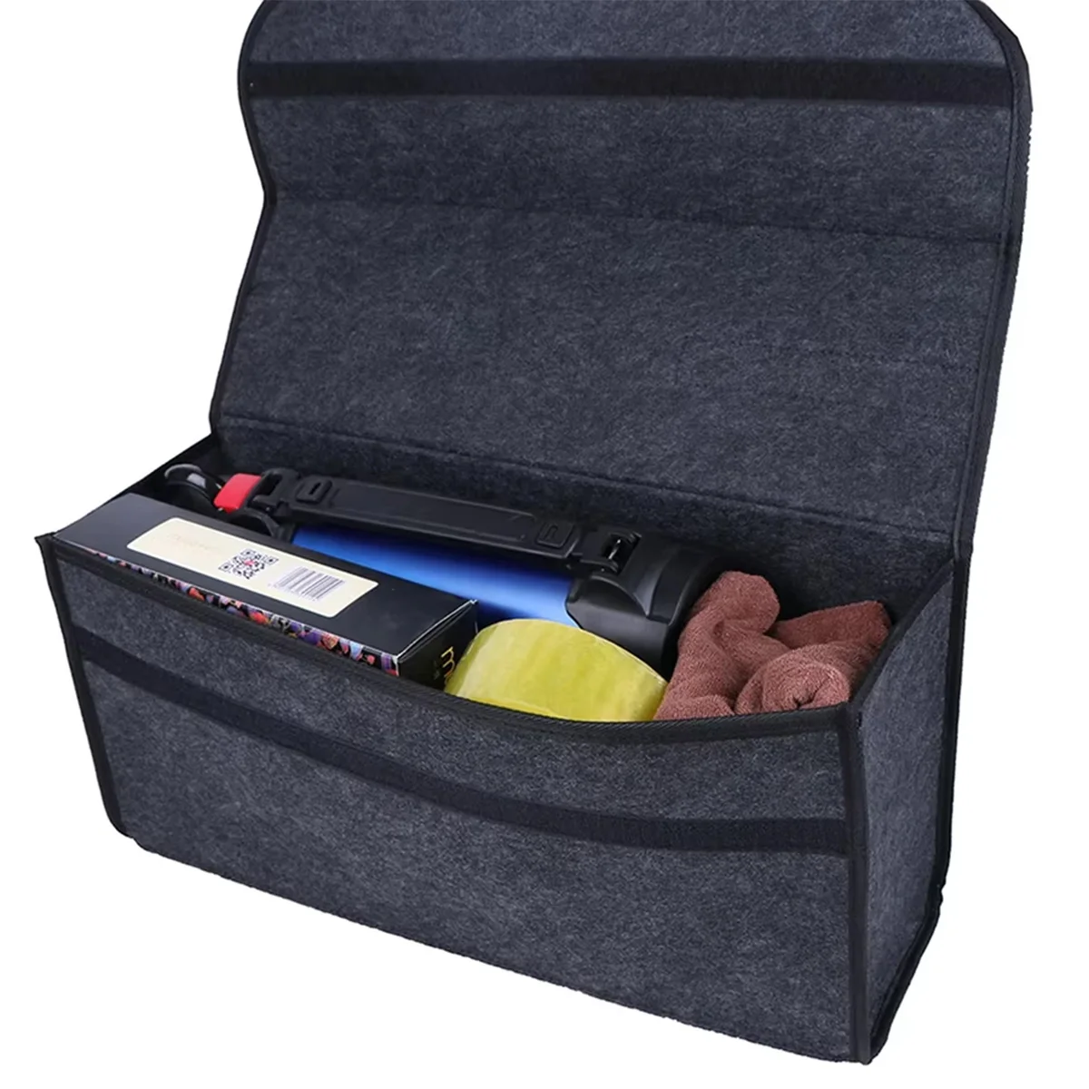 1pc Car Storage Felt Box For Dark Gray Anti Slip Storage Tools Towels Car Accessories Universal Foldable High-Quality Felt Box
