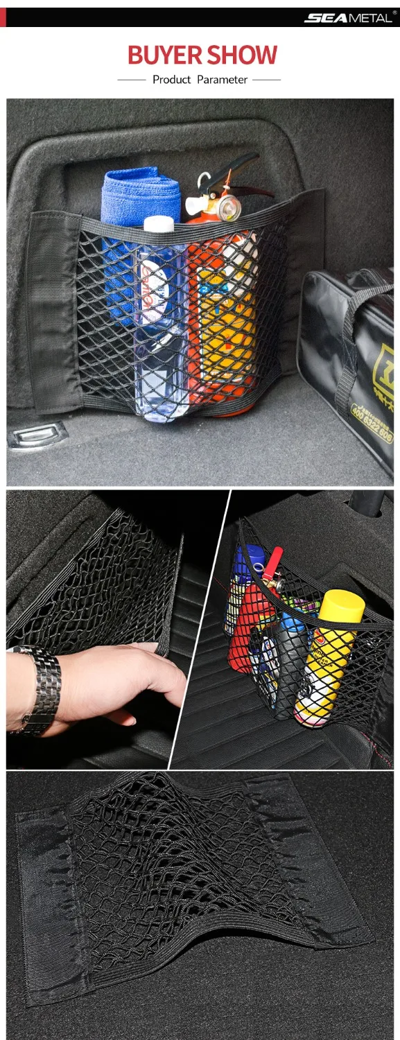 Car Accessories Organizer Car Trunk Net Nylon SUV Auto Cargo Storage Mesh Holder Universal Automotive Luggage Bag Travel Pockets