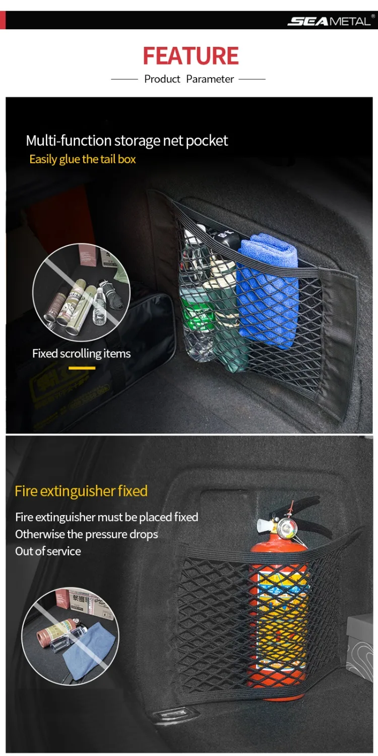 Car Accessories Organizer Car Trunk Net Nylon SUV Auto Cargo Storage Mesh Holder Universal Automotive Luggage Bag Travel Pockets