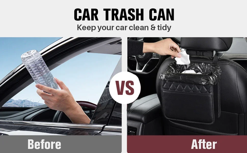 Car Organizer Multi-functional Car Seat Storage Bag Waterproof Hanging Car Seat Organizer Garbage Bag Suitable for Most Car