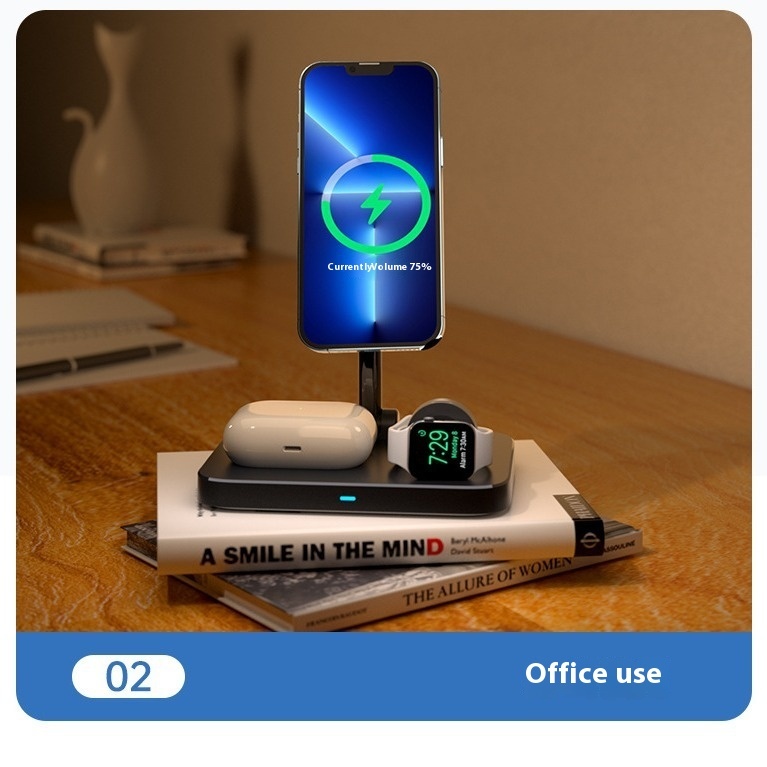 New Desktop Mobile Phone Cooling Bracket Magnetic Wireless Three-in-one Charger