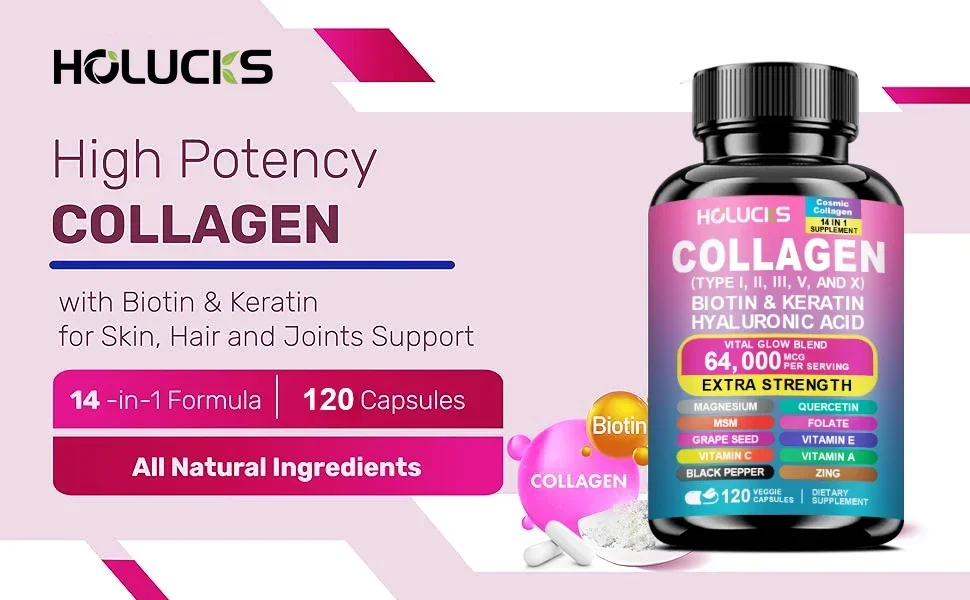 Buy 2 Get 2 Free! Pure Collagen Capsules, Support Skin Firmness, Joint Health & Hair Growth, Promotes Youthful Glow, Energy