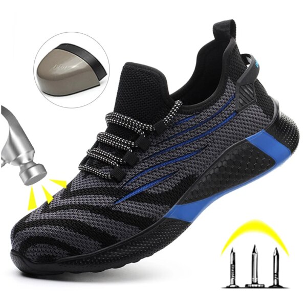 Men Work Safety Shoes Anti-puncture Protective Shoes Men Indestructible Work Shoes Men Boots Lightweight Breathable Safety Boots Fashion Smart Shop