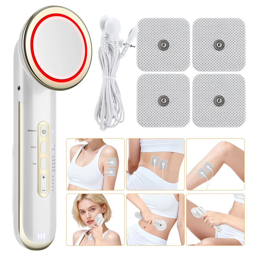 5 IN 1 EMS Ultrasound Cavitation Machine LED Light Facial Body Slimming Vibrating Massager Anti Cellulite Fat Burner Device