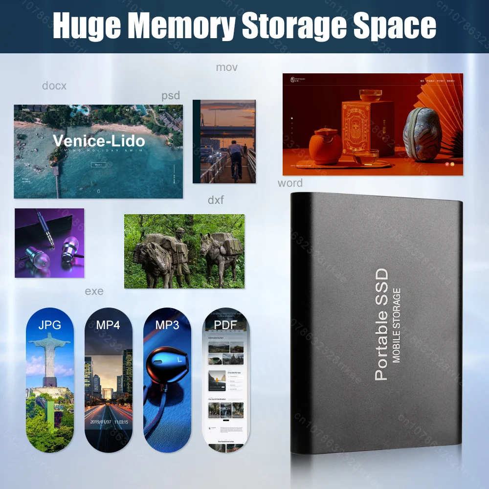128TB USB3.1 Portable Solid State Drive External Hard Disk Type-C High Speed Data Backup Storage Device for Desktop PC