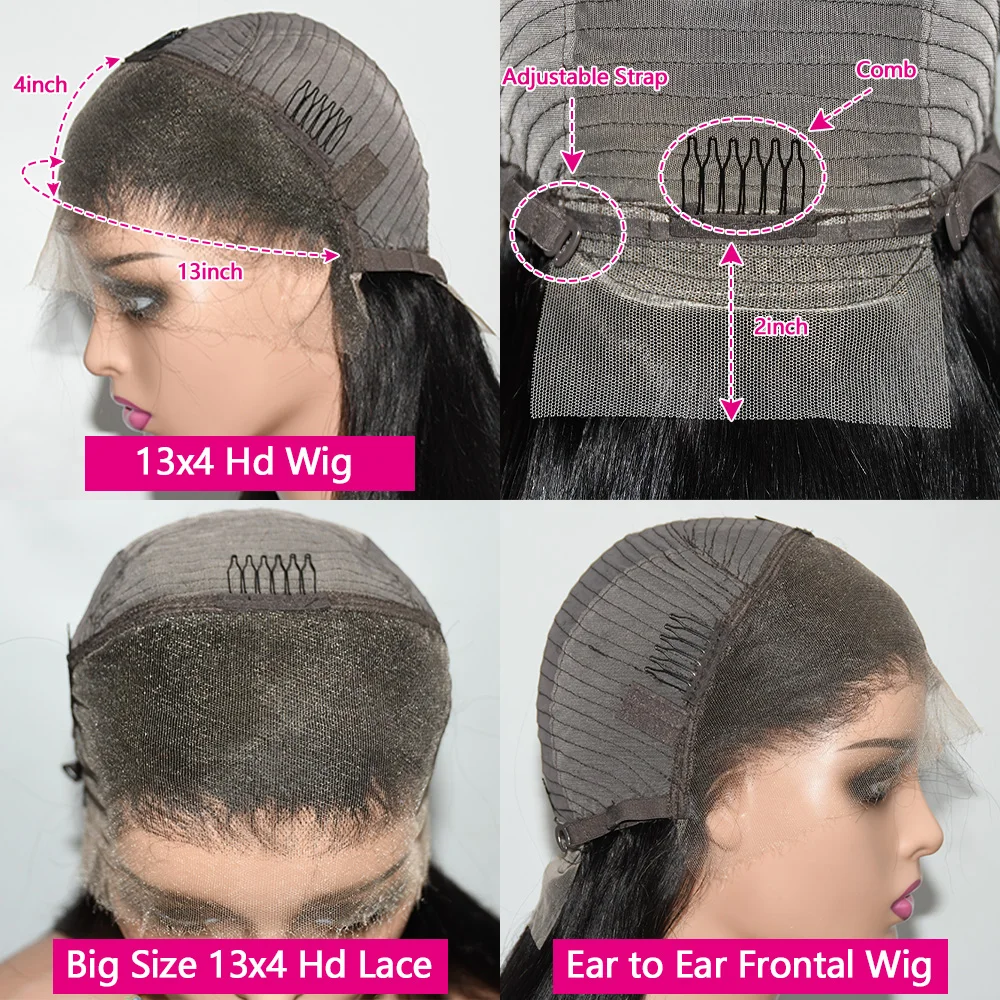 Queenlike Real Hd Lace Frontal Human Hair Wigs for Women Pre Plucked 13x4 Straight Scalp Invisible Strap Hd Lace Human Hair Wig