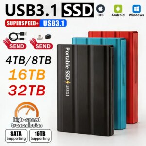 Portable External SSD 16TB High-Speed Hard Drive
