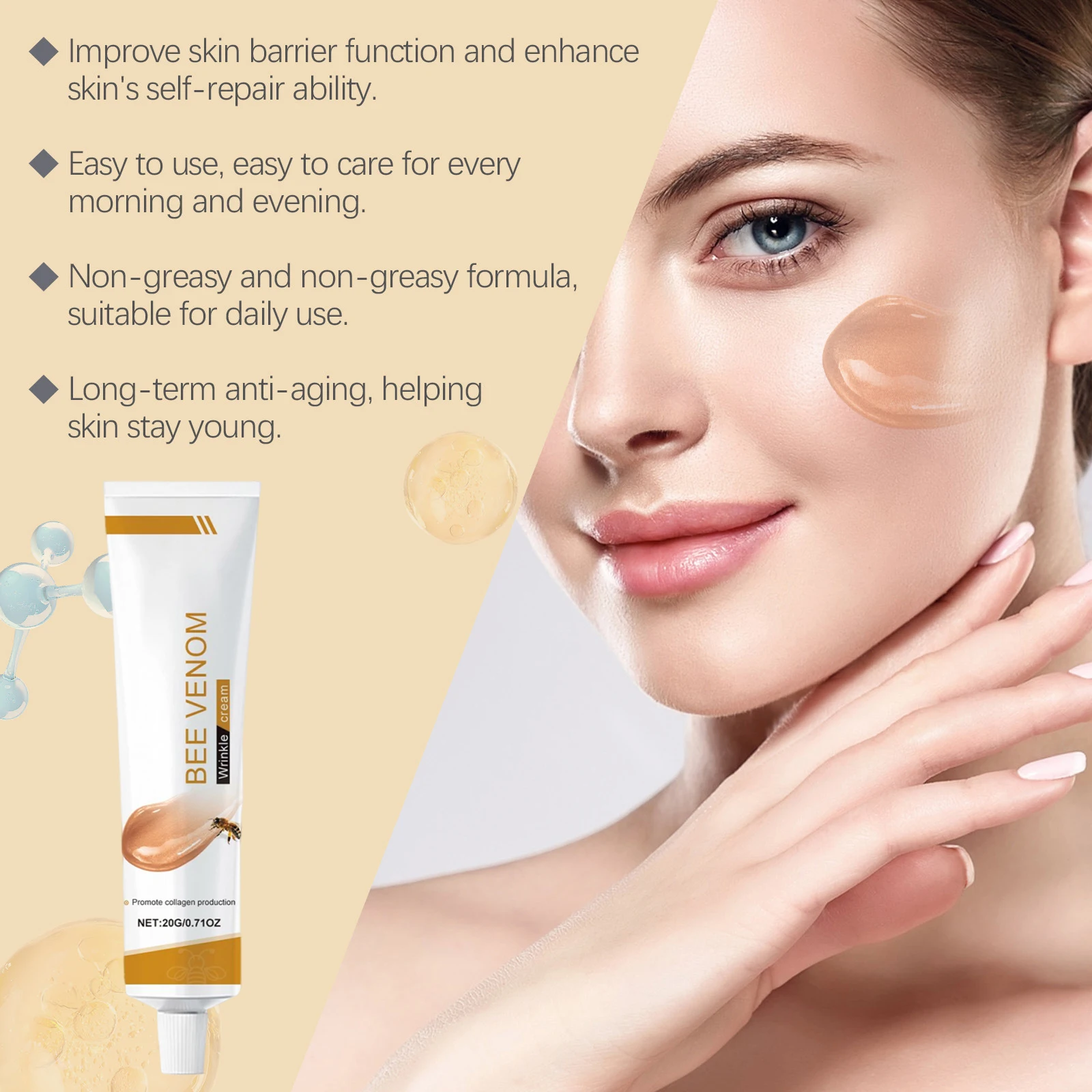 Bee Venom Wrinkle Removal Cream Firming Lifting Facial Moisturizing Deep Hydration Smoothing Fine Lines Anti Aging Face Cream Bee Venom Wrinkle Removal Cream Firming Lifting Facial Moisturizing Deep Hydration Smoothing Fine Lines Anti Aging Face Cream