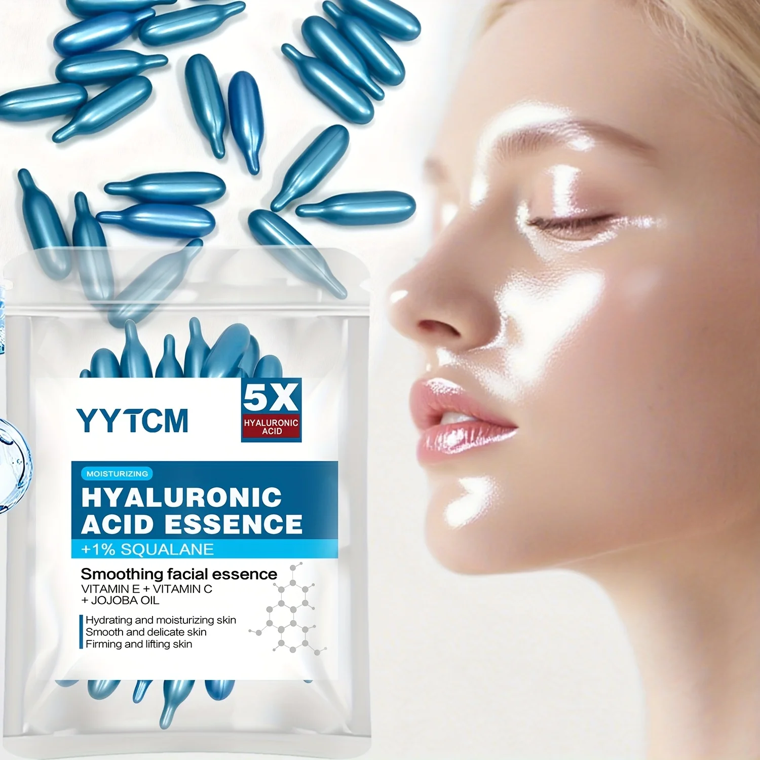 Hyaluronic acid deep moisturizing capsule essence, deep moisturizing and brightening skin essence (0.4gx30 capsules)/bag -1 bag