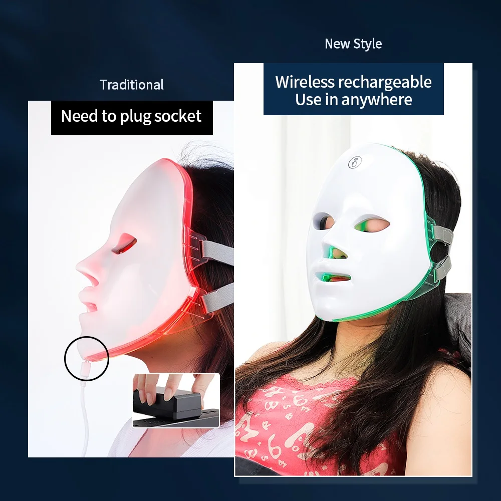 7 Colors Led Facial Mask With Neck Red Light Therapy Mask For Skin Tightening Lifting Anti-aging Bio-Light Beauty Whitening Home 7 Colors Led Facial Mask With Neck Red Light Therapy Mask For Skin Tightening Lifting Anti-aging Bio-Light Beauty Whitening Home