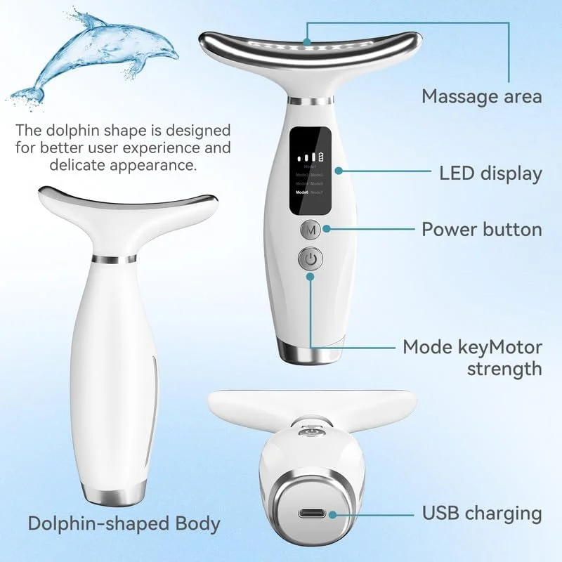 7 Color Facial Neck Massager EMS Micro-current Neck Face Beauty Device for Enhanced Face Neck and Shoulder Care with Vibrating