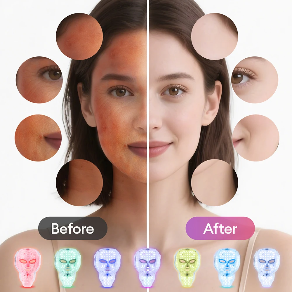 Face Neck Beauty Mask 7 Colors Light LED Mask Photon Red Light Facial Skin Care Repair Skin Anti Aging Wrinkle Skin Tightening Face Neck Beauty Mask 7 Colors Light LED Mask Photon Red Light Facial Skin Care Repair Skin Anti Aging Wrinkle Skin Tightening