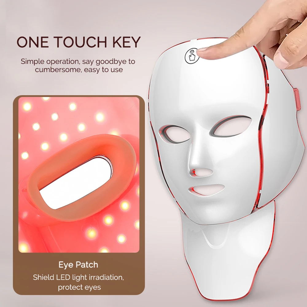 Face Neck Beauty Mask 7 Colors Light LED Mask Photon Red Light Facial Skin Care Repair Skin Anti Aging Wrinkle Skin Tightening Face Neck Beauty Mask 7 Colors Light LED Mask Photon Red Light Facial Skin Care Repair Skin Anti Aging Wrinkle Skin Tightening
