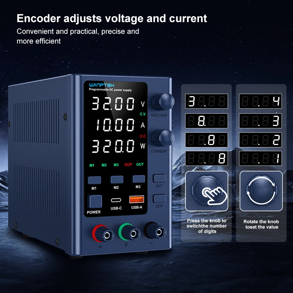 Wanptek DC Lab Power Supply 30V 60V 120V Adjustable Voltage Regulator Preset Voltage Current Dual Input Voltage 220V/110V Wanptek DC Lab Power Supply 30V 60V 120V Adjustable Voltage Regulator Preset Voltage Current Dual Input Voltage 220V/110V