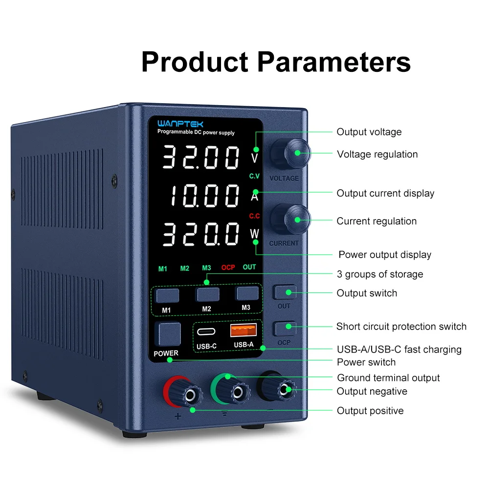 Wanptek DC Lab Power Supply 30V 60V 120V Adjustable Voltage Regulator Preset Voltage Current Dual Input Voltage 220V/110V Wanptek DC Lab Power Supply 30V 60V 120V Adjustable Voltage Regulator Preset Voltage Current Dual Input Voltage 220V/110V