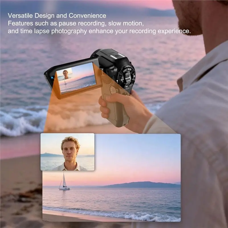 FULL-8K Digital DV Camera, 75MP Video Camcorder With Dual Lens 16X Digital Zoom Rotatable Screen Remote Control For Vlogging