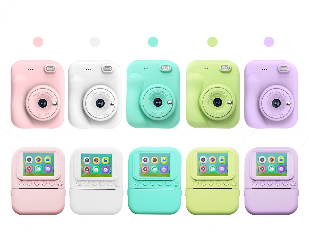 Kids Instant Camera Color Printing 2.4''IPS Digital 1080P Video Photo Thermal Printer 57x25mm as a Gift for Girls,Boys,Children