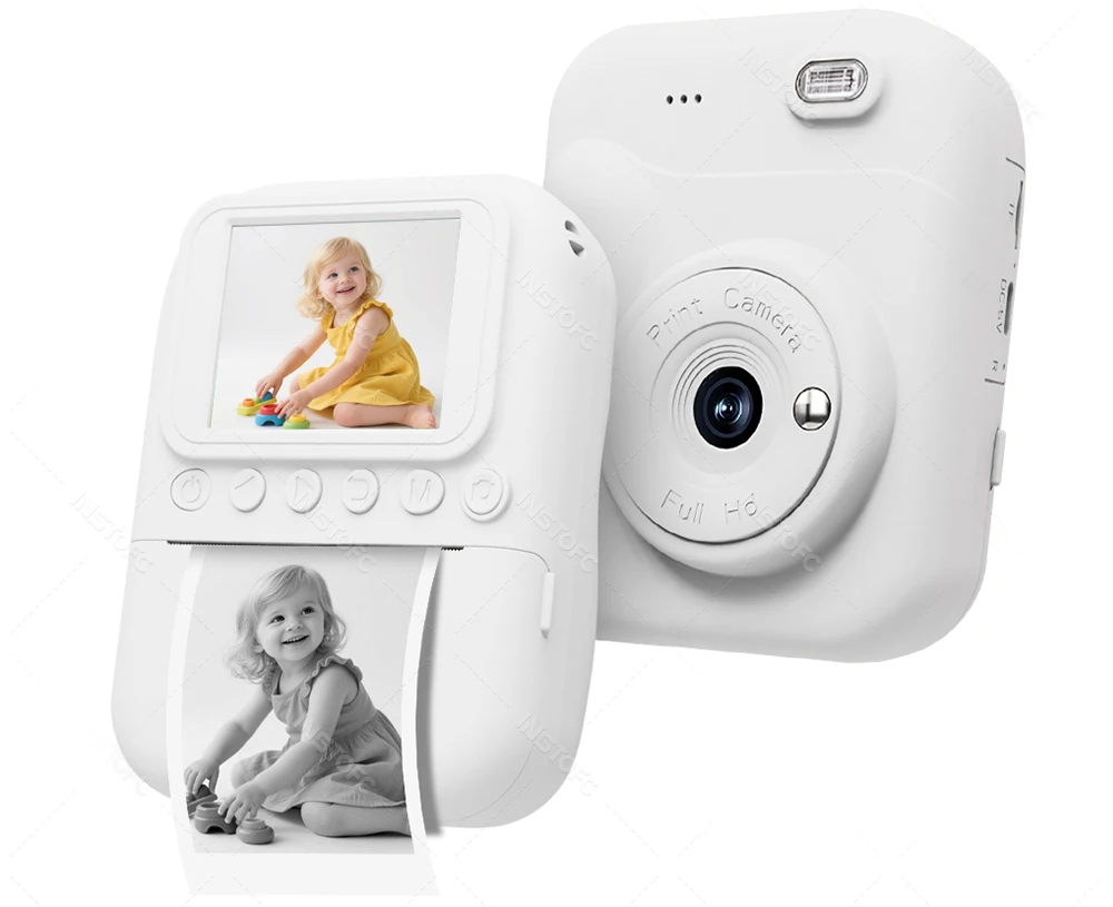 Kids Instant Camera Color Printing 2.4''IPS Digital 1080P Video Photo Thermal Printer 57x25mm as a Gift for Girls,Boys,Children