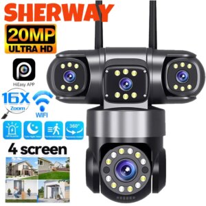 20MP 4-Screen PTZ WiFi Security Camera
