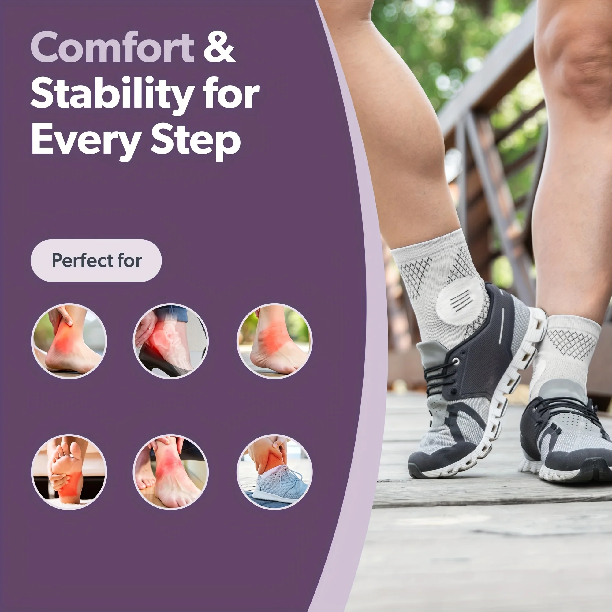 1Pair Ankle Compression Socks,Compression Foot Sleeves with Arch And Ankle Support,Open-Toe Design Neuropathy Socks