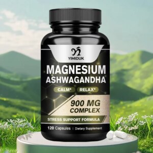 Magnesium + Ashwagandha Supplement, with Magnesium Citrate, Muscle Recovery