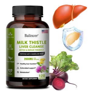 Milk Thistle and Dandelion Root Extract Supplement for Liver Detoxification