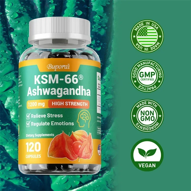 KSM-66 Ashwagandha Extracts Capsules - Relieve Stress and Mood, Promote Sleep Quality, Increase Focus and Brain Health KSM-66 Ashwagandha Extracts Capsules - Relieve Stress and Mood, Promote Sleep Quality, Increase Focus and Brain Health