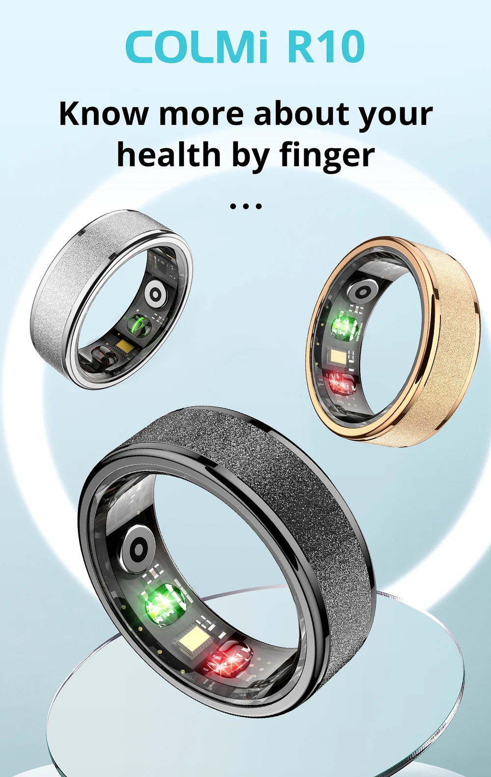 COLMI R10 Smart Ring with Charging Case for Men Women, Health and Sleep Monitor, 5ATM Waterproof, Multi-sport Mode COLMI R10 Smart Ring with Charging Case for Men Women, Health and Sleep Monitor, 5ATM Waterproof, Multi-sport Mode