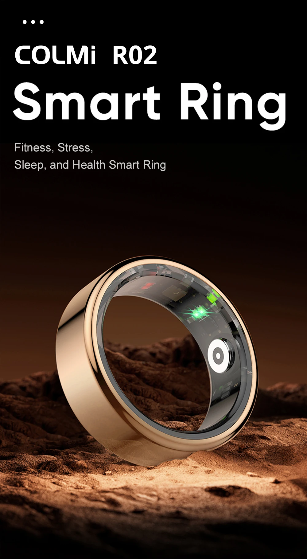 [2024 ] COLMI R02 Smart Ring Military Grade Titanium Steel Shell Health Monitoring IP68 & 5ATM Waterproof Multi-sport Modes