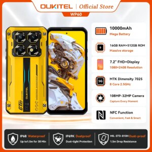 OUKITEL WP60 5G NFC Rugged Phone 48GB(16+32) +512GB,
