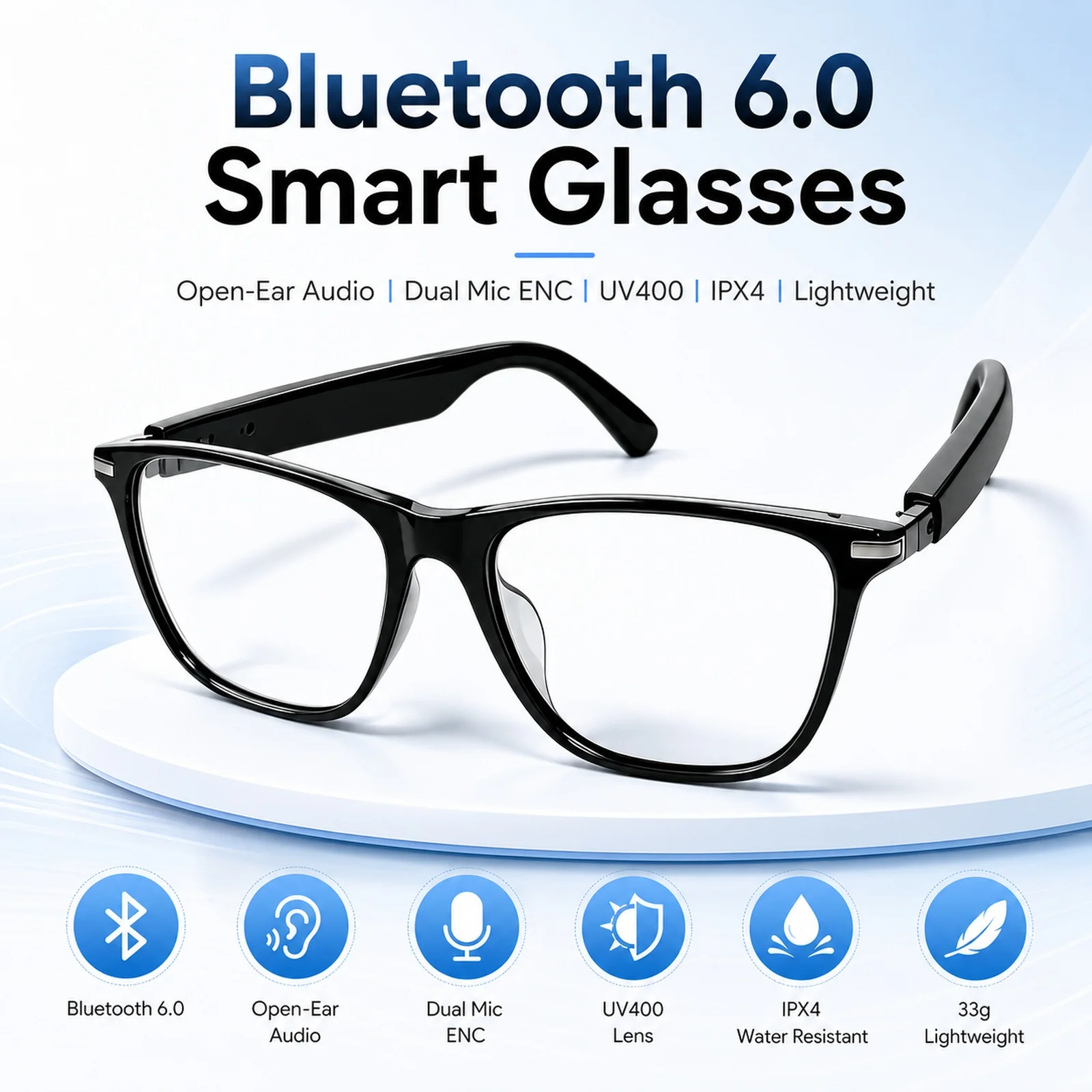 Photochromic Sunglasses with Open Ear Bluetooth Glasses, Smart AI Voice Assistant, Dual Mic ENC Smartglasses for Clear Calls Photochromic Sunglasses with Open Ear Bluetooth Glasses, Smart AI Voice Assistant, Dual Mic ENC Smartglasses for Clear Calls