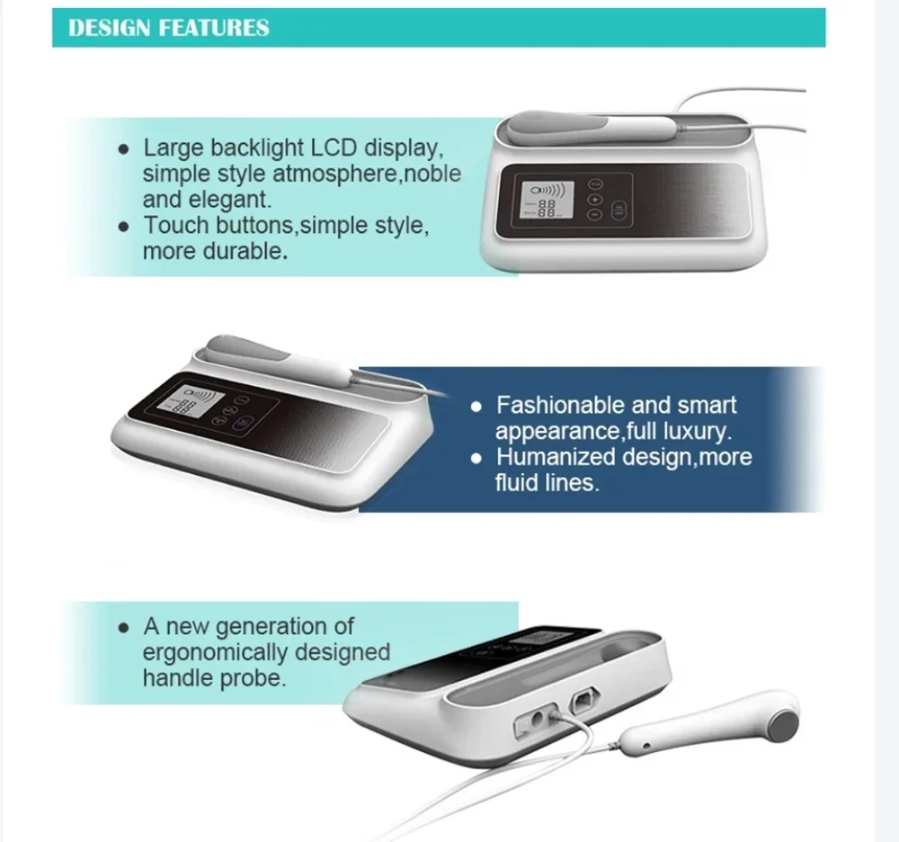 Ultrasonic Therapy Machine For Pain Relief Muscle Joints Massage No Drug Ultrasound 1MHz Physiotherapy Device LCD Screen Display